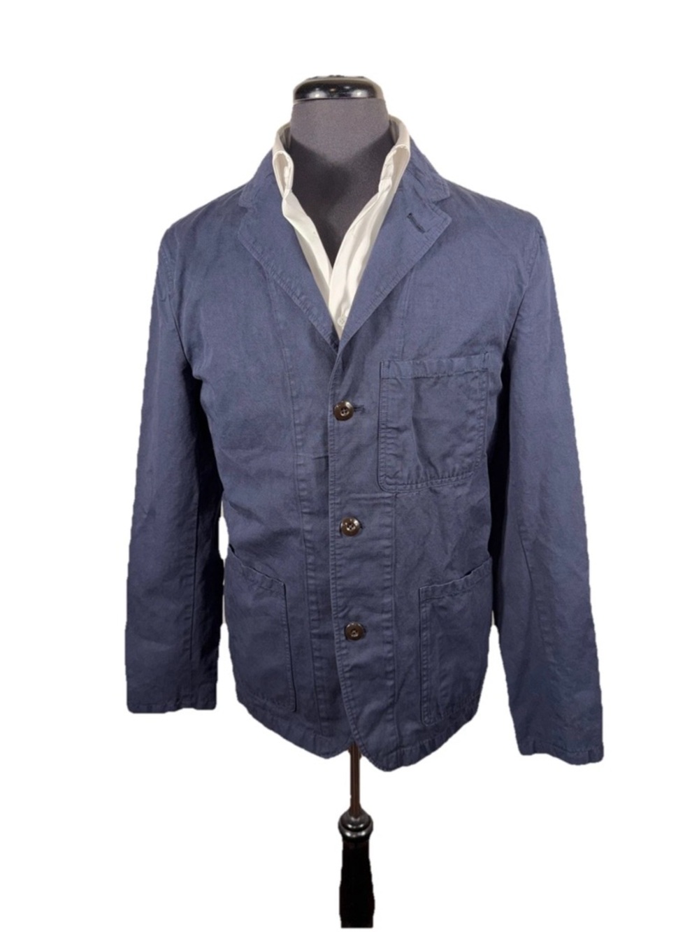 WALLACE & BARNES FOR J CREW NAVY LINEN COTTON SPORT COAT SZ 39 SURGEON CUFFS